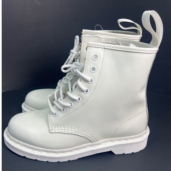 Dr. Martens 1460 Pascal Mono Boots Women's 8 Smooth White Leather 8 Eye Lace Up - Picture 4 of 13
